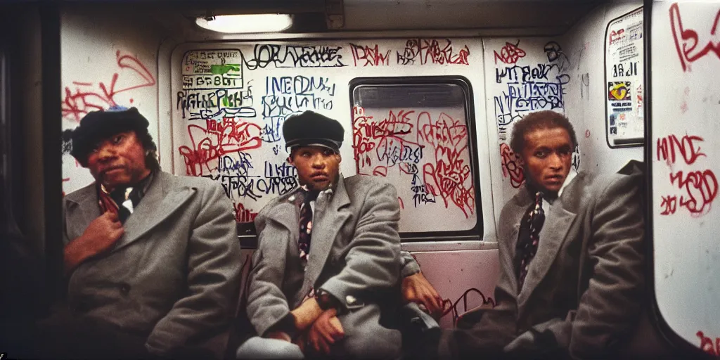 Image similar to new york subway cabin 1 9 8 0 s inside all in graffiti, policeman closeup, coloured film photography, christopher morris photography, bruce davidson photography