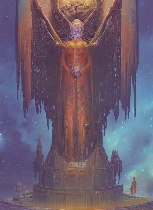 Prompt: a beautiful matte painting portrait of the lamp god, the old days, the outer god from the starry sky in lord of mysterious by wayne barlowe