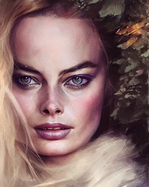 Image similar to margot robbie as a fairy, hyper realistic face, beautiful eyes, fantasy art, in the style of greg rutkowski