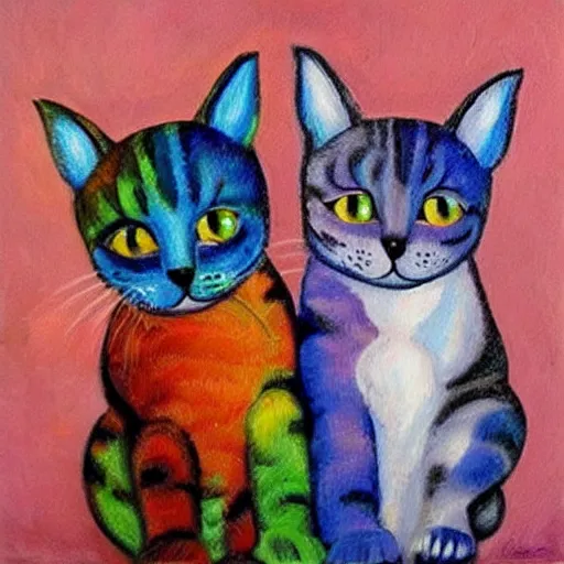 Prompt: very cute cats impasto