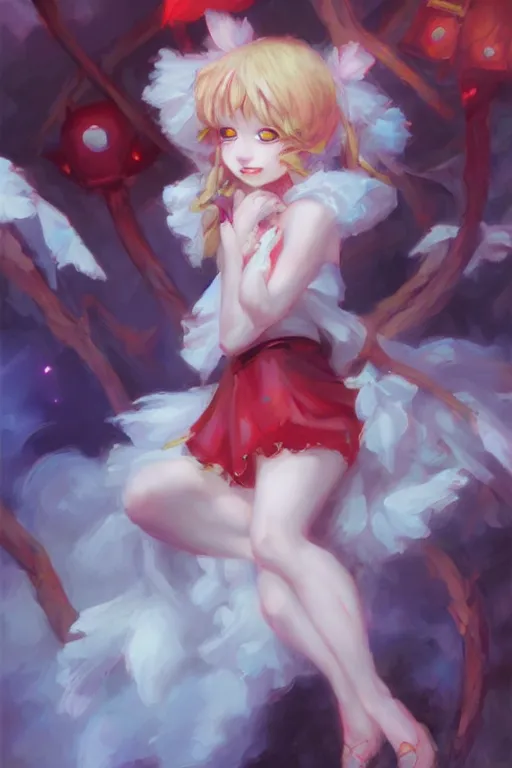 Prompt: flandre from touhou, by ross tran, oil on canvas