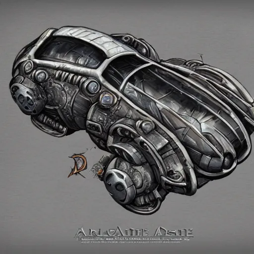 Image similar to planescape art style retrofuturism car concept