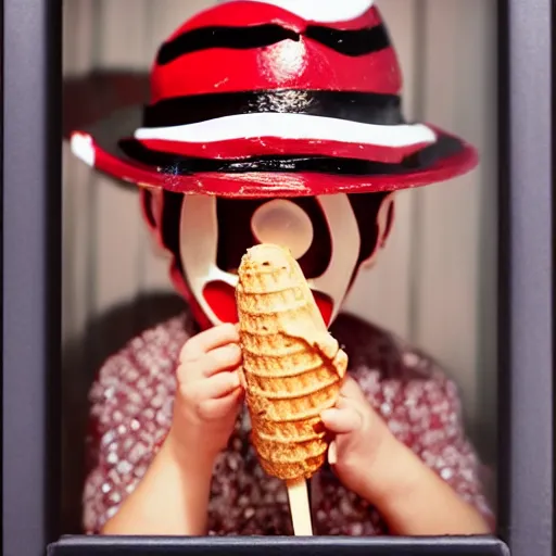 Image similar to freddy kruger as a child's ice cream pop, realistic photography, high detailed