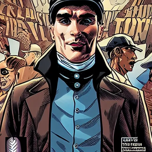 Image similar to thomas shelby as a superhero marvel comics cover