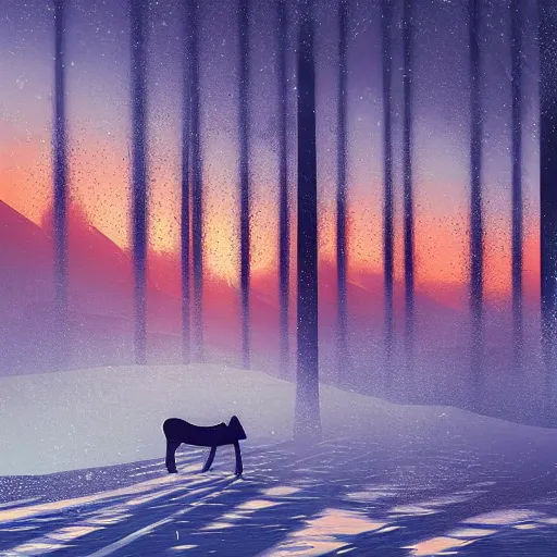 Image similar to a surreal winter landscape by by alena aenami and beeple