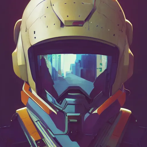 Image similar to portrait of spartan as a gundam pilot, with an intricate, detailed, urban inspired hiphop afro futuristic helmet, vector behance hd jesper ejsing, rhads, makoto shinkai, lois van baarle, ilya kuvshinov, rossdraws, hd, 3 2 k, ilya kuvshinov, gustav klimt