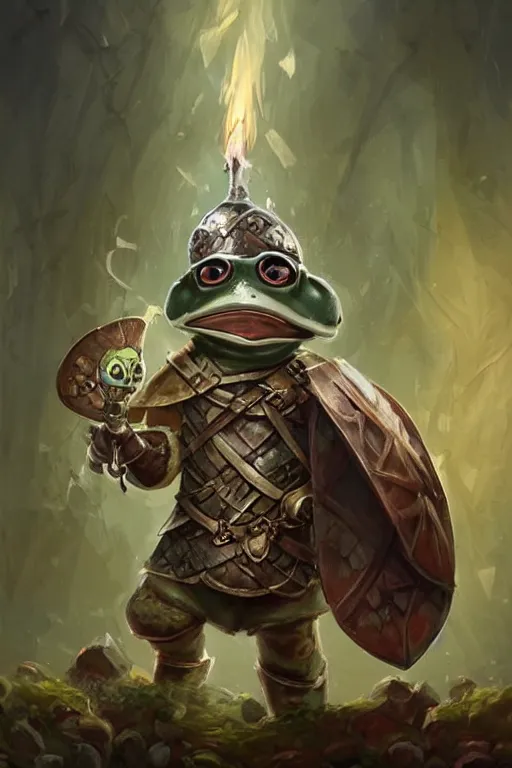 Prompt: cute anthropomorphic frog knight wearing a cape and a Viking helmet and holding lantern, tiny, small, miniature frog, baby animal, short, pale blue armor, cute and adorable, pretty, beautiful, DnD character art portrait, matte fantasy painting, DeviantArt Artstation, by Jason Felix by Steve Argyle by Tyler Jacobson by Peter Mohrbacher, cinematic lighting