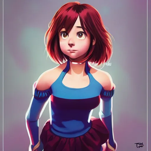 Prompt: lofi Uraraka from My Hero Academia portrait, Pixar style, by Tristan Eaton Stanley Artgerm and Tom Bagshaw.