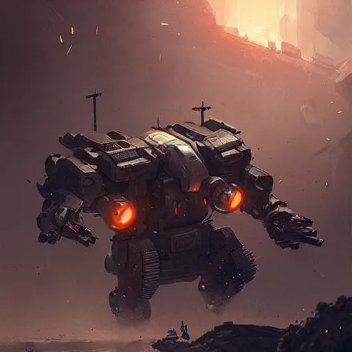 Image similar to a heavily armed battlebot, extremely detailed digital art by greg rutkowski