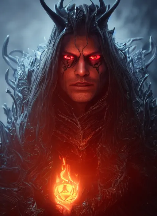 Image similar to ultra detailed fantasy lucifer satan, elden ring, realistic, dnd character portrait, full body, dnd, rpg, lotr game design fanart by concept art, behance hd, artstation, deviantart, global illumination radiating a glowing aura global illumination ray tracing hdr render in unreal engine 5