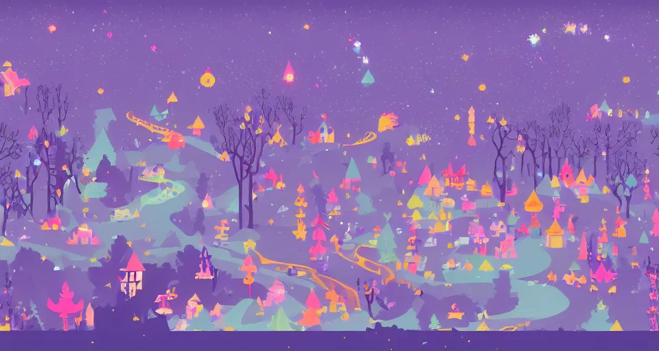 Image similar to Enchanted and magic forest, by Kurzgesagt,