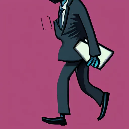 Prompt: stylized digital art expressive furry art painting by blotch and rukis of an anthro otter full body wearing suit and tie walking to his job