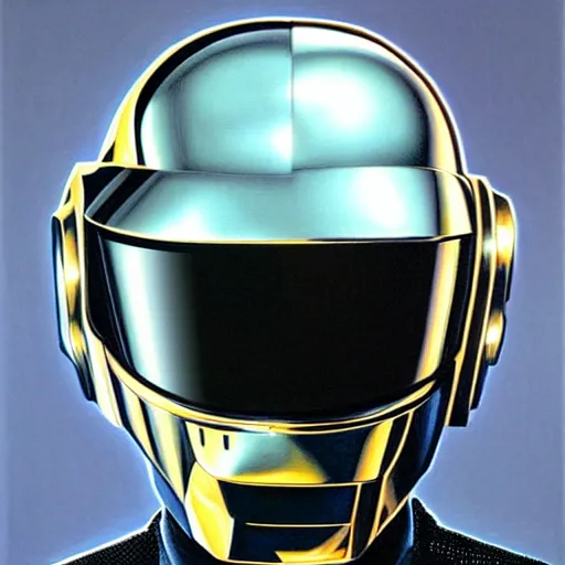 Image similar to Daft punk, close-up portrait art by Donato Giancola and James Gurney, digital art, trending on artstation