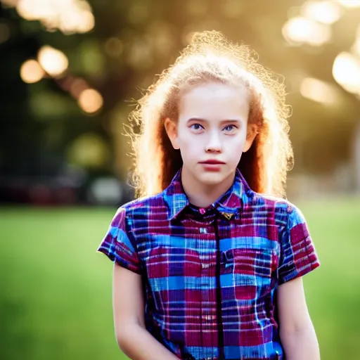 Image similar to portrait of a young girl wearing a shirt by mr doodle, beautiful composition, modern color palette, 50mm f1.8, ambient light,