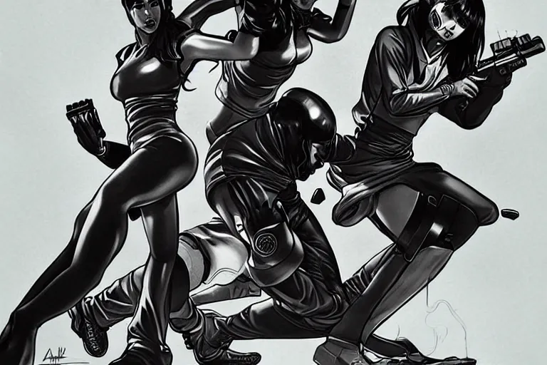 Image similar to revolution. action. atari teenage riot. imagined by artgerm.