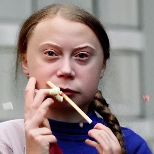 Image similar to greta thunberg smoking a cigarette