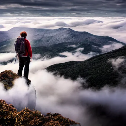 Prompt: Wanderer above the Sea of Fog