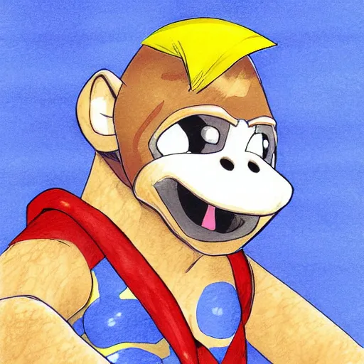 Image similar to monkey drawn by ken sugimori, digital art