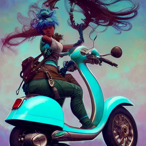 a turquoise vespa moped, ultra realistic, concept art, | Stable ...