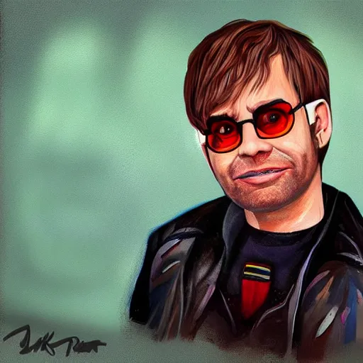 Image similar to elton john jeffrey dahmer fusion, digital painting, ultradetailed, artstation, oil painting, ultradetailed, artstation