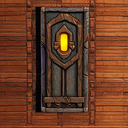 Prompt: a medieval wooden door key, rpg inventory item, Warcraft style, outer glow, solid background, trending on artstation