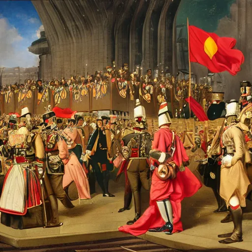 Prompt: Die Proklamation des Deutschen Kaiserreiches by Anton von Werner (1877), vaporware, 8k