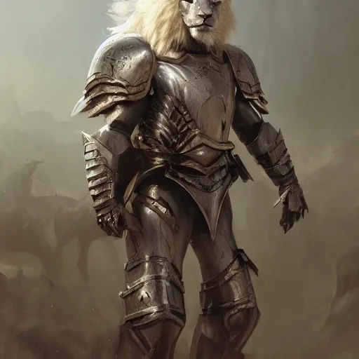 Prompt: a beautiful award winning commission of an anthro albino lion dressed in knight armour,digital art,art by greg rutkowski,character design by charles bowater,ross tran,photorealistic,highly detailed,detailed face,4k,dramatic,deviantart,artstation