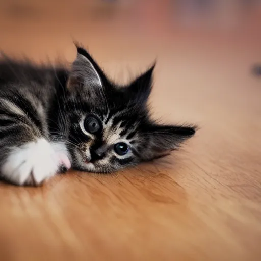 Image similar to a kitten lying on a floor