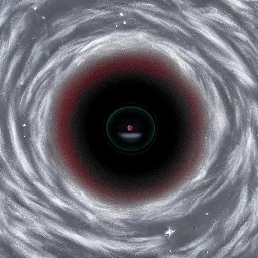 Image similar to a black hole opens up revealing a giant red eye, digital art