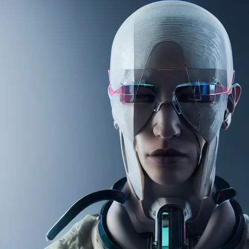 Image similar to cyberpunk humanoid from 2100 wearing clear coat ,digital art,octane render,cgsociety