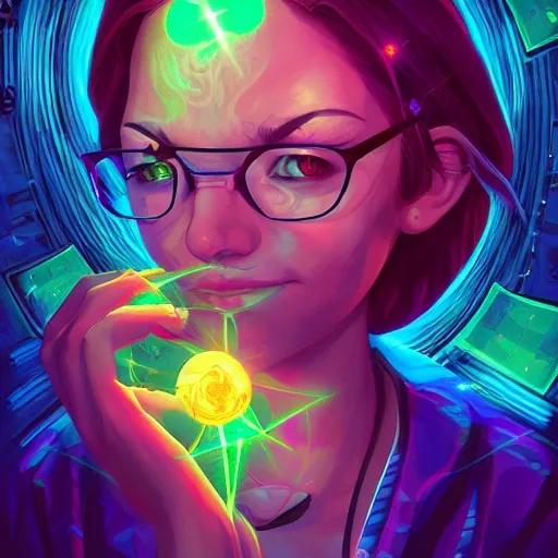 Image similar to skill magic geek inside matrix deepdream radiating a glowing aura stuff loot legends stylized digital illustration video game icon artstation lois van baarle, ilya kuvshinov, rossdraws,