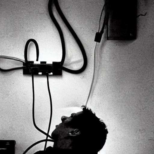 Prompt: A dramatic photo of a an electrician receiving CPR after being electrocuted (1967). Black and White