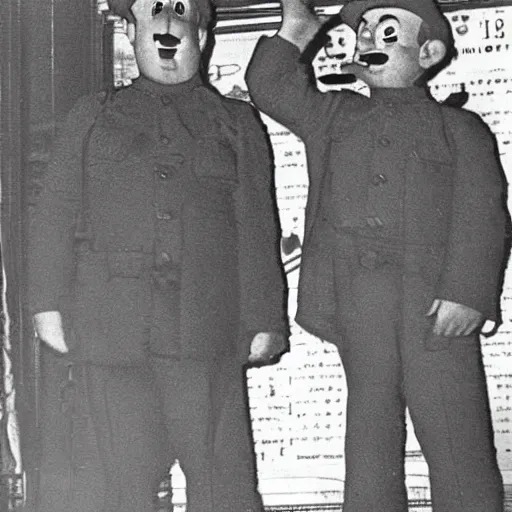 Image similar to mario and luigi receiving their citizenship on ellis island 1 9 3 8