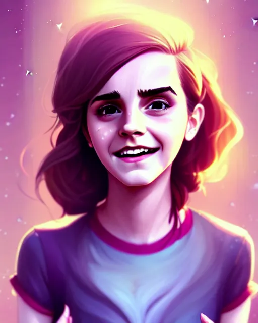 Image similar to beautiful full body Emma Watson smiling, art by lois van baarle and loish and ross tran and rossdraws and sam yang and samdoesarts and artgerm, digital art, highly detailed, intricate, sharp focus, Trending on Artstation HQ, deviantart, unreal engine 5, 4K UHD image