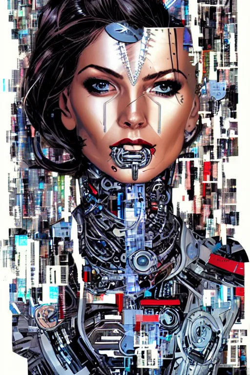 Image similar to a portrait of a beautiful cybernetically enhanced woman, by marvel comics and sandra chevrier