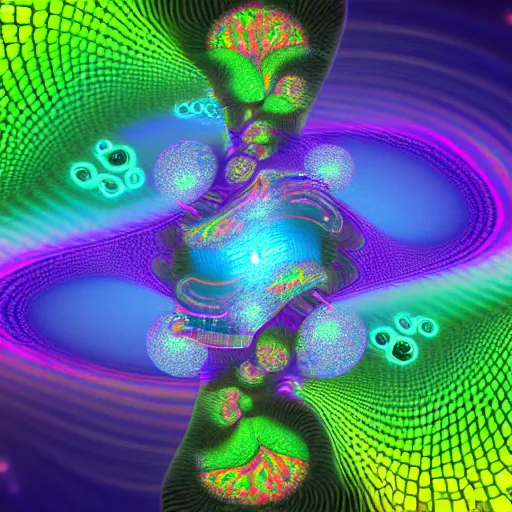 Prompt: 3 d hallucionational imaginery | mandelbrot fractal psychedelic universe | c 4 d render | 4 k | in style of pablo amaringo