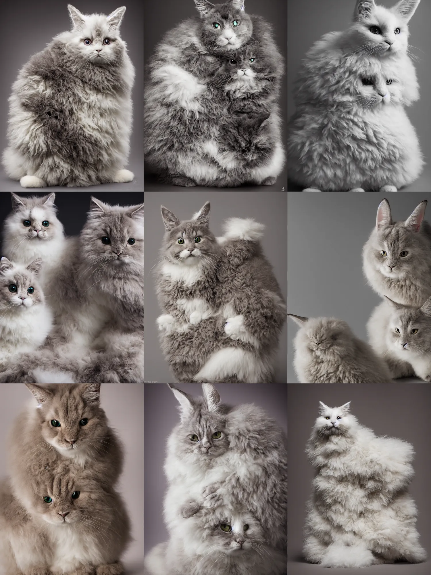 Prompt: fluffy bunny-cat hybrid by Hayao Miyazaki, dramatic lighting, intense, incredibly detailed, studio, 85mm Sigma Art lens