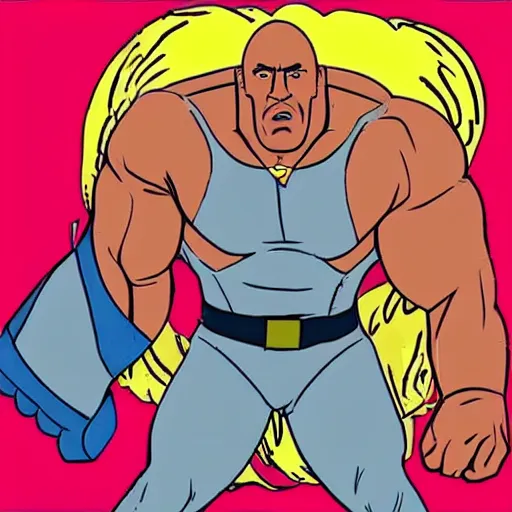 Prompt: The Rock in a 90s low budget Saturday morning cartoon
