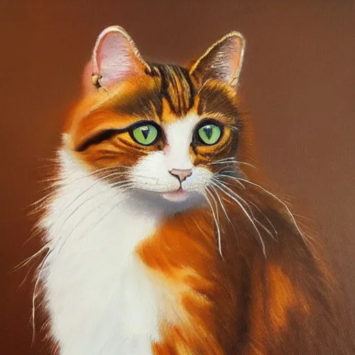 Image similar to oil painting of a beautiful cat