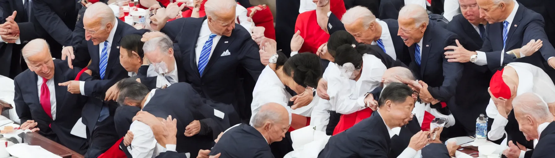 Image similar to Joe Biden caught going down on Xi Jinping, photorealistic, ultrarealistic photography, 8k