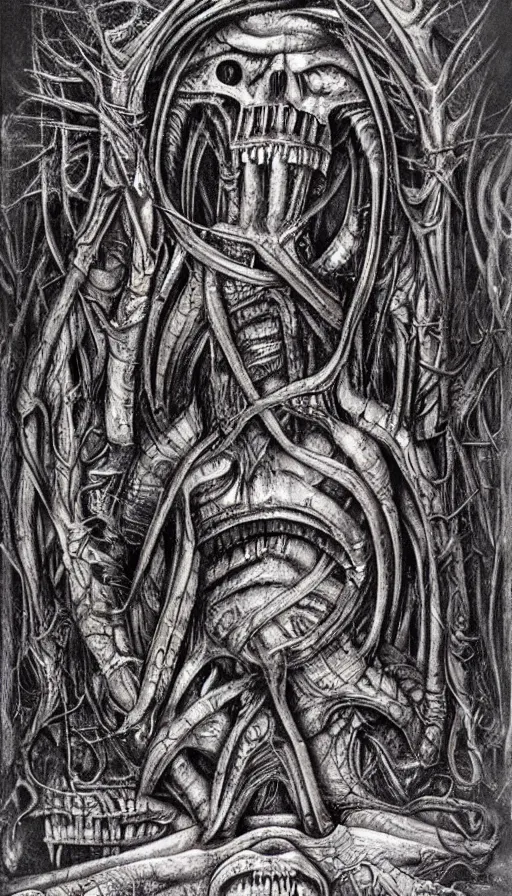 Prompt: the end of the world, by hr giger