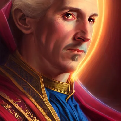 Prompt: portrait of george washington as Dr Strange, fantasy, intricate, elegant, digital painting, trending on artstation, concept art, sharp focus, illustration by Gaston Bussiere and artgerm, 4k.