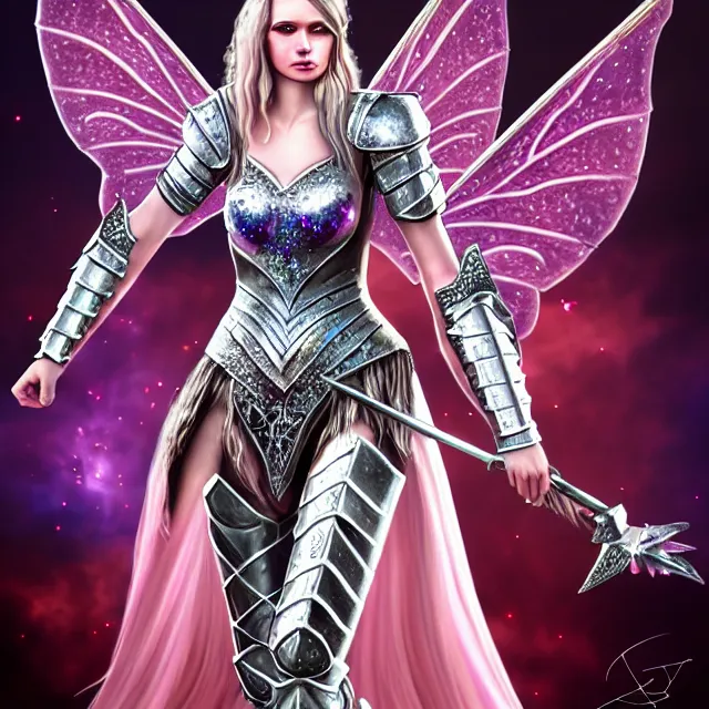 Image similar to fairy warrior queen in sparkling armour, highly detailed, 8 k, hdr, award - winning, trending on artstation, anne stokes, photorealistic