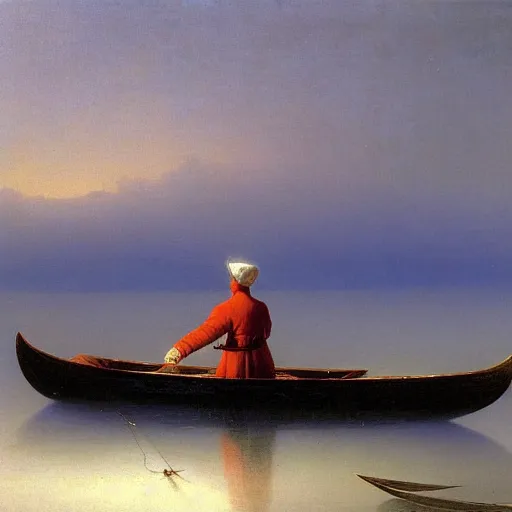 Image similar to a man in a rowboat by Ivan Aivazovsky