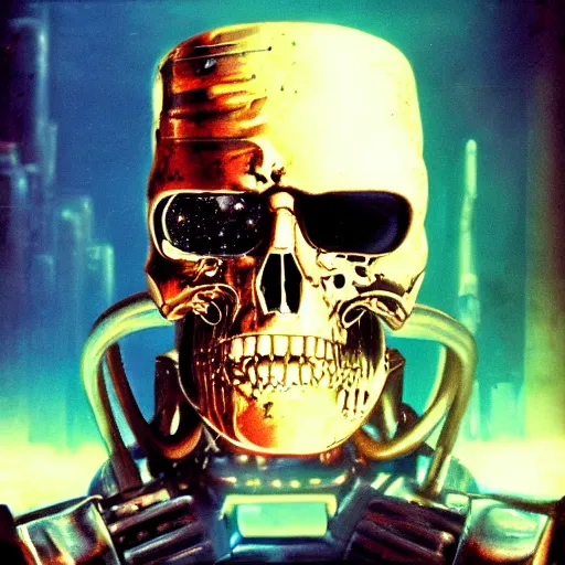 Prompt: terminator of the globalus decrymanus, album cover, realistic, surreal,