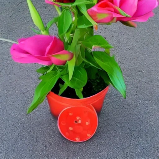 Image similar to stiletto heels used as flower pot, comic