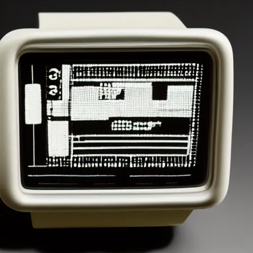Image similar to watch from 1 9 8 0 with an old tv screen, inspired by hartmut esslinger