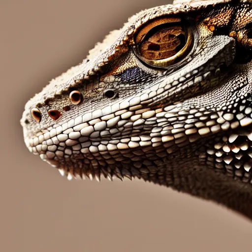 Image similar to macro photo of a bearded dragon wearing a tuxedo