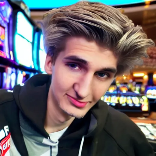 Image similar to gigachad xqc gambling : : realistic : : 1 dslr : : 1 - - quality 2