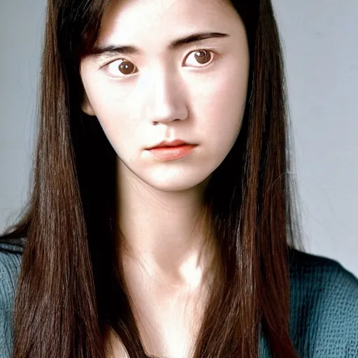 Image similar to a portrait photo of a beautiful young woman who looks like a korean jennifer connelly